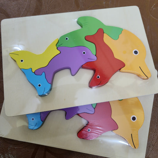 3D Wooden Colorful Dolphin Puzzle