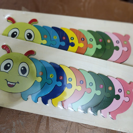 3D Wooden Puzzle Tray - 10 Pieces - Caterpillar