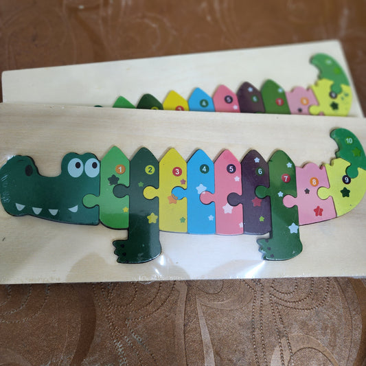 3D Wooden Puzzle Tray - 10 Pieces - Alligator