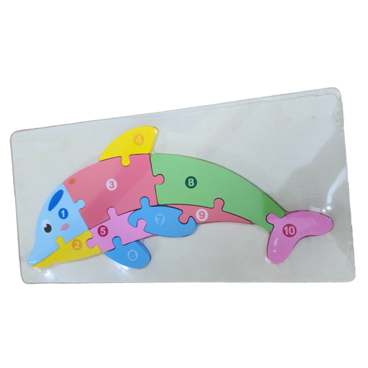 3D Wooden Puzzle Tray - 10 Pieces - Dolphin