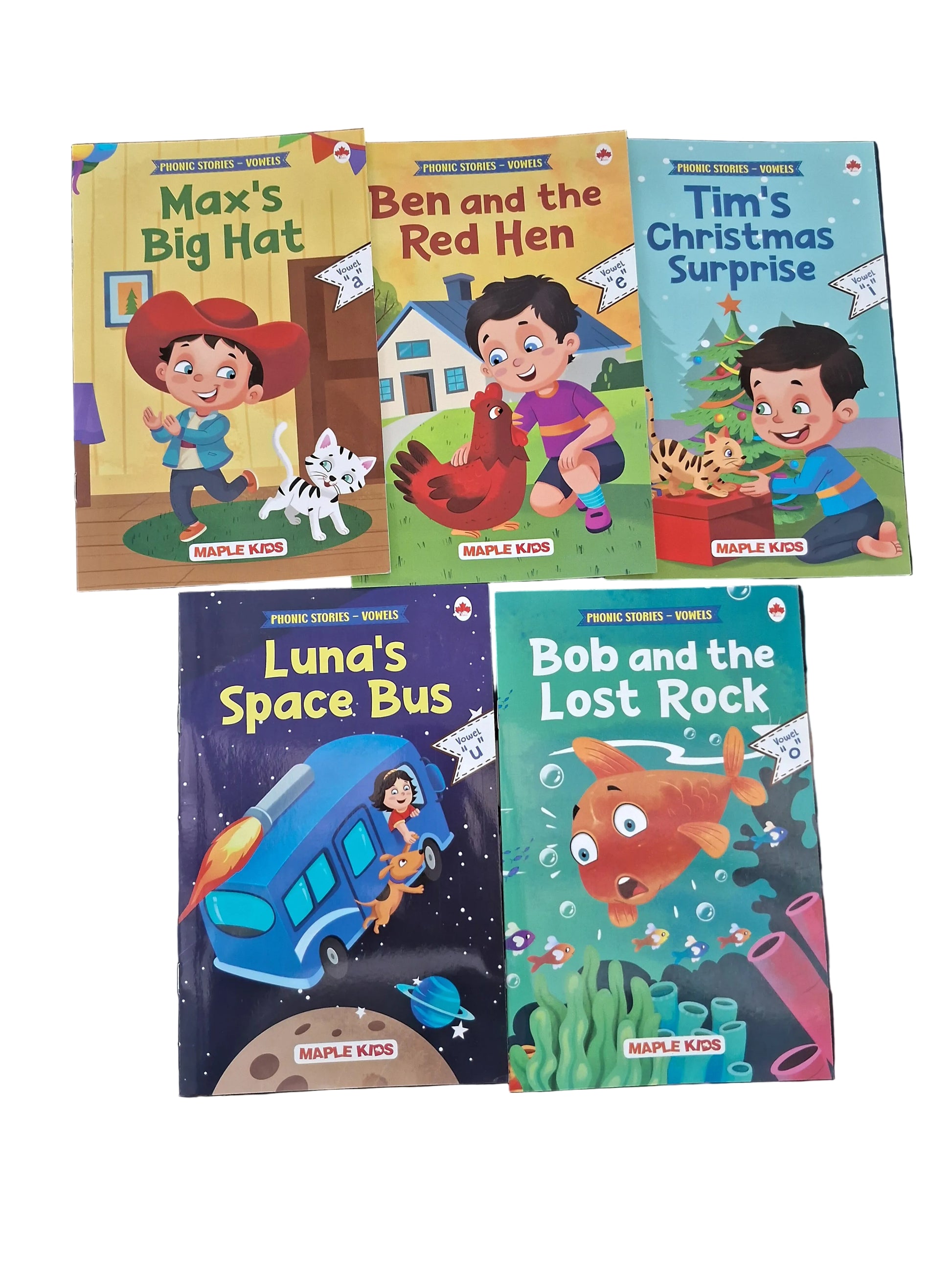 Phonic Stories - Vowels (Set of 5 Books) (Illustrated) - Vowels Phonics Books for Early Readers - Vowels Storybooks - Read Aloud to Infants, Toddlers - Age 2+