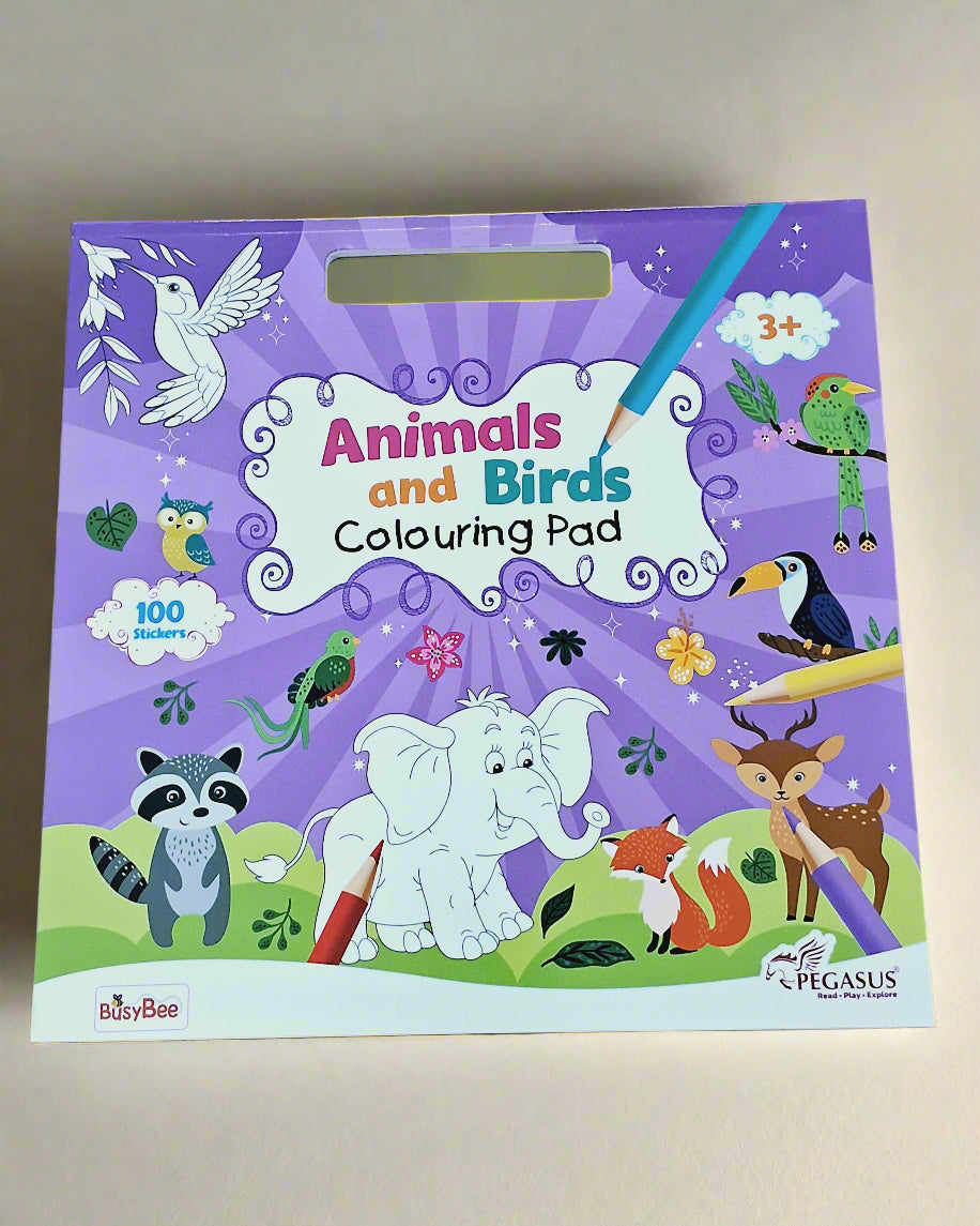 Animals and Birds Colouring Pad (100 Stickers included)