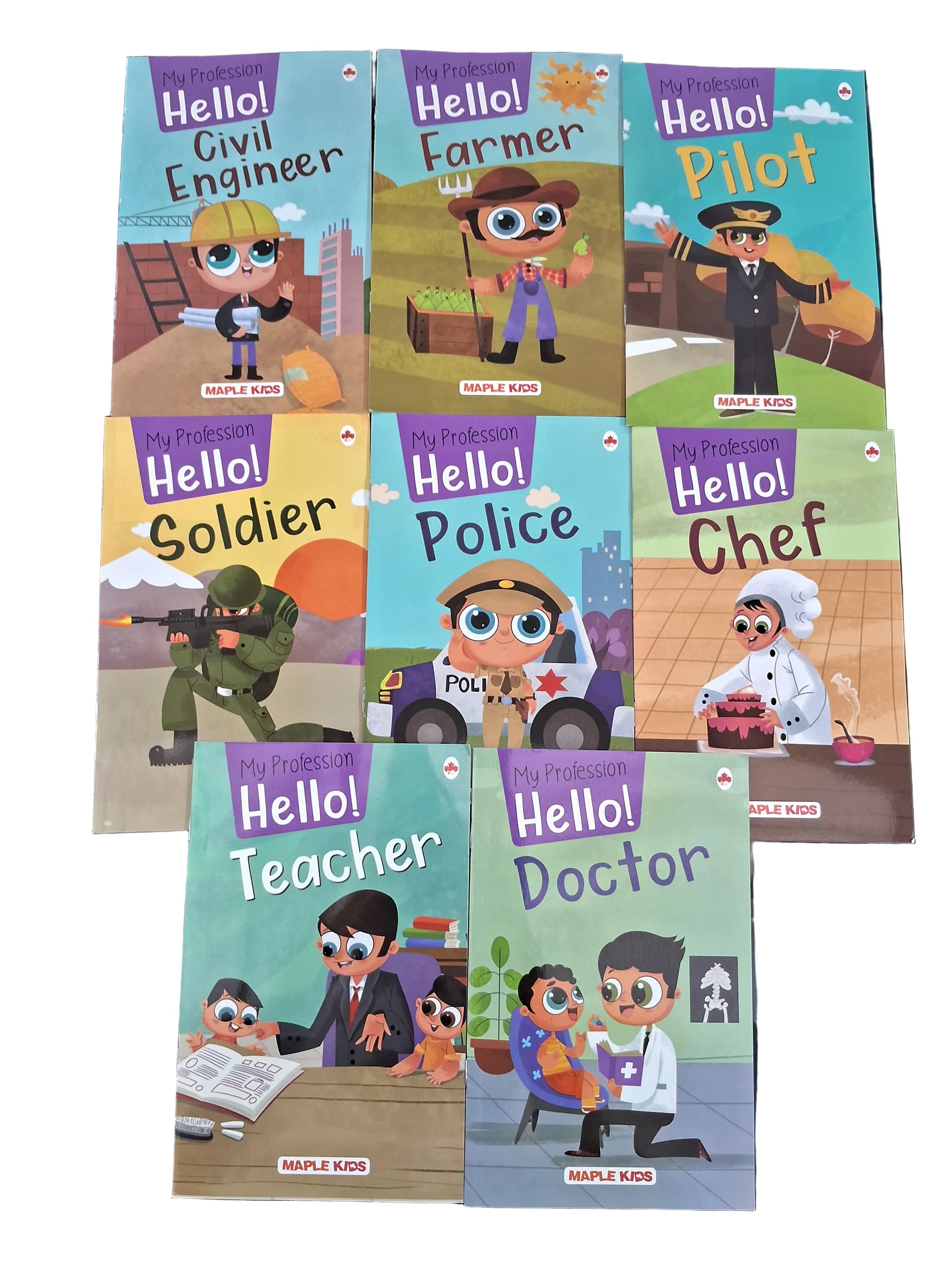 My Profession (Set of 8 Books) (Illustrated) - Police, Pilot, Farmer, Engineer, Doctor, Chef, Soldier, Teacher - Professions Stories for Children - Age 3+